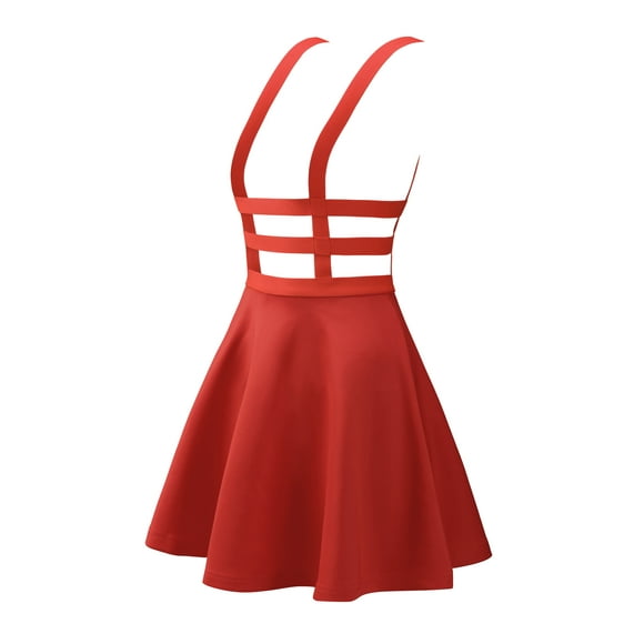 Disfraz de Halloween pamujer, plisado, ulínea, cintuelástica, tirantes Kawaii, minifalcon tirantes rojo XL