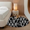 thumbnail image 2 of Black Geometric Round Area Rug 5Ft Washable Circle Rugs for Living Room Bedroom, Abstract Stripes Modern Simple Non-Slip Carpet Floor Mats Indoor Outdoor Carpet Runner Aesthetic Home Decor, 2 of 8