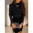 thumbnail image 2 of Women's Ruffle Sweaters Mock Neck Fall Fitted Pullover Sweater Tops, 2 of 5
