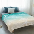thumbnail image 4 of Teal Beige Ombre Coastal Blanket Soft Cozy Warm Throw Blanket for Couch, Plush Fuzzy Flannel Fleece Blankets for Sofa, Nautical Beach Starfish Coral Summer Bed Blankets Gifts for Men, 40"x60", 4 of 9