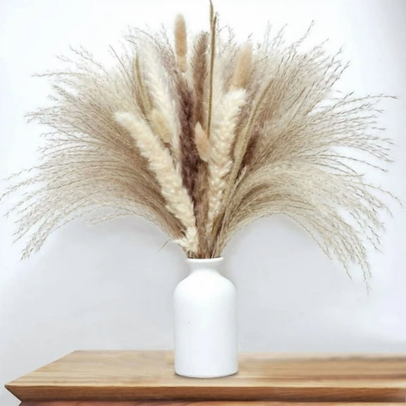 75Pcs Pampas Grass Natural Dried Fluffy Reed Bouquet Bunches Home Wedding Decors