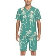 thumbnail image 5 of joogoo Men's Pajama Set Skeleton Dancing Skull V-Neck Pj Shorts Set 2 Piece Loungewear Sleepwear XL, 5 of 7