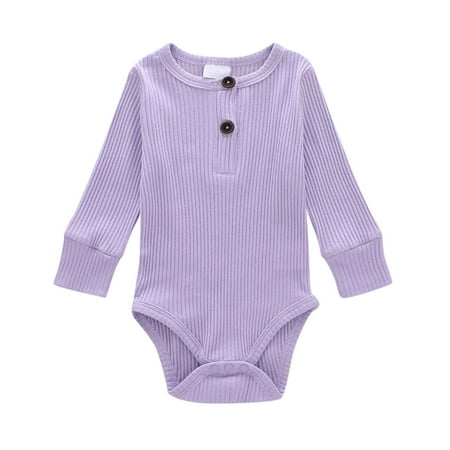 

Larisalt Baby Bodysuit Boy Winter Baby boys Quilted Long Sleeve Cotton Bodysuits Purple