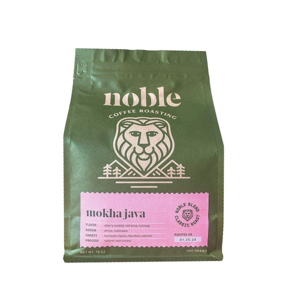 Mokha Java Classic Blend - Roasted by Noble Coffee Roasting - Freshly Ground Coffee - 12 Ounce Bag