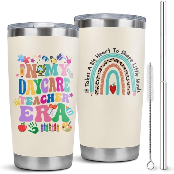 Daycare Teacher Gifts 20 Oz Daycare Teacher Tumbler Cup Teacher Appreciation Gifts Daycare Teacher Travel Mug with Lid and Straw