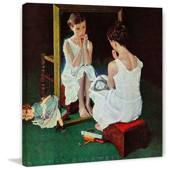 Marmont Hill "Girl at the Mirror" by Norman Rockwell Painting Print on Canvas