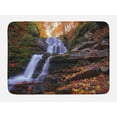 thumbnail image 1 of Outdoor Bath Mat, Mountain Waterfall Autumnal Forest Fallen Leaves Moss Cascade Serene View, Non-Slip Plush Mat Bathroom Kitchen Laundry Room Decor, 29.5 X 17.5 Inches, Orange Green Brown, Ambesonne, 1 of 2