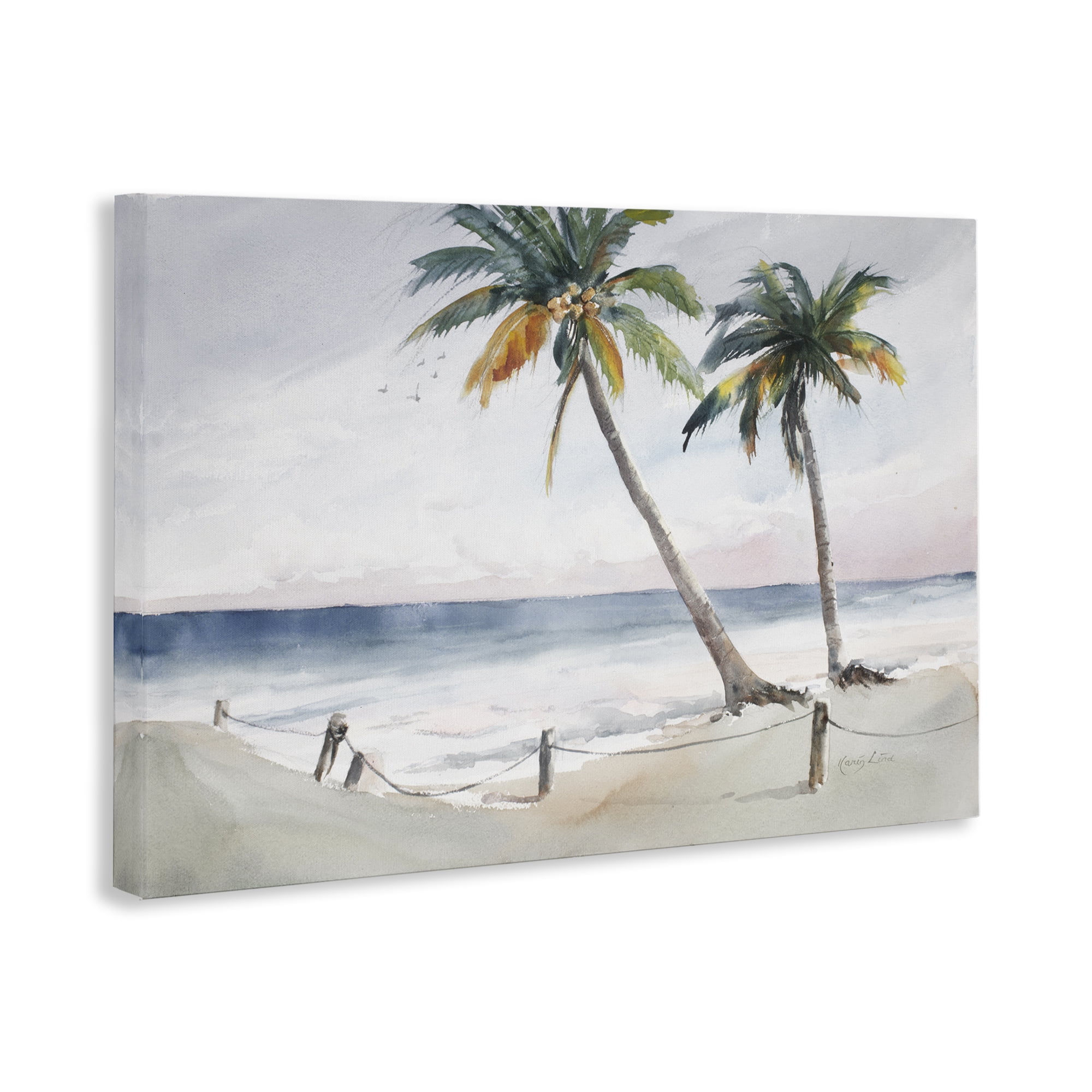 Stupell Industries Two Palms Serene Coast Nautical & Beach Painting Wrapped Canvas Art Print Wall Art, 24 x 16