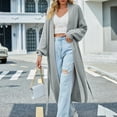 thumbnail image 6 of Njoeus Women's 2023 Fall Open Front Maxi Cardigan Sweater Oversized Slouchy Knit Sweaters Coat Chunky Long Sleeve Long Cardigans, 6 of 8