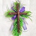 thumbnail image 2 of Easter Cross Wreath for Front Door Artificial Easter Wreath with Purple Bowknot Easter Spring Cross Wreath Handmade Hanging Garland for Easter Holiday Home Wall Decor, 2 of 6