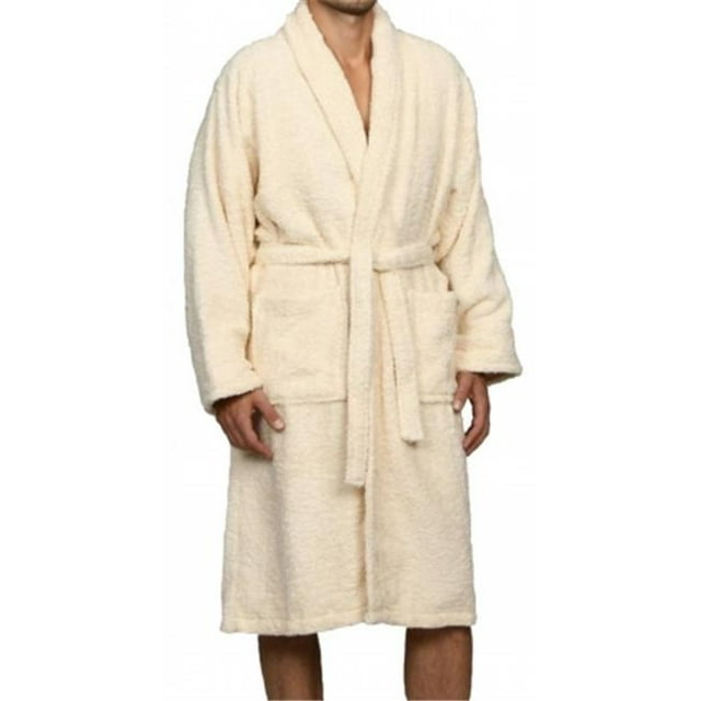 Superior Egyptian Cotton Unisex Terry Cotton Bath Robe Ivory Small