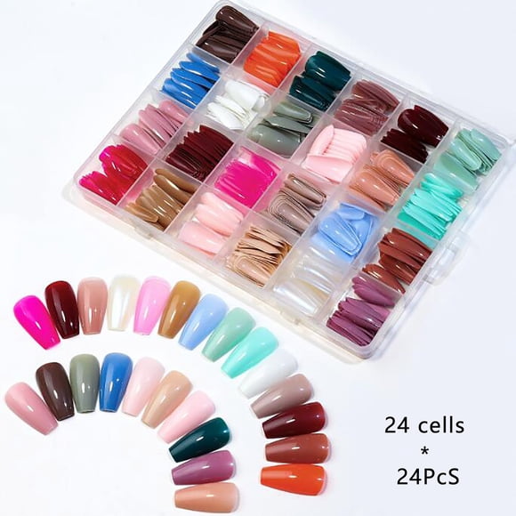 Uñas postizas medianas, uñas postizas para pegar en las uñas de mujeres y niñas, 24 unidades.