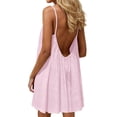 thumbnail image 2 of Xaqiouau Womens Solid Spaghetti Strap Mini Dress Backless Casual Summer Loose Swing Dress Sleeveless Beach Vacation Sundress, 2 of 7