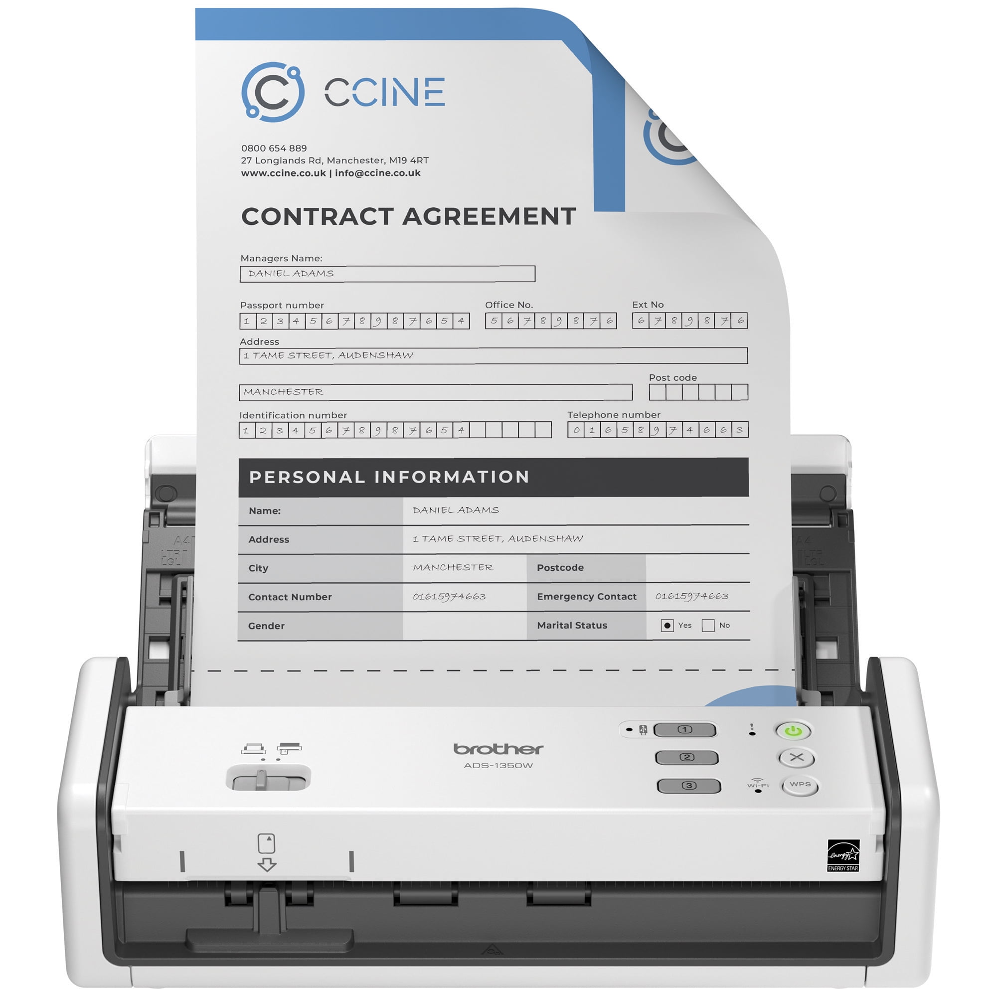 Brother ADS-1800W Wireless Compact Desktop Scanner, Scan