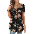 thumbnail image 3 of FOLUNSI Womens Plus Size Tunic Tops Short Sleeve Casual Floral Henley Shirts M-57XL, 3 of 5