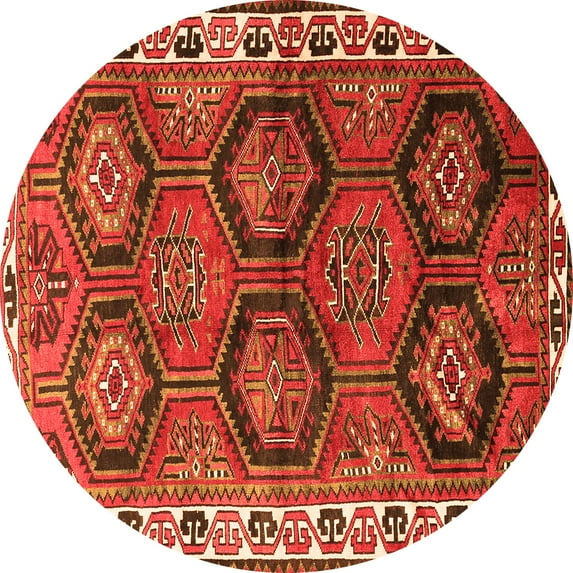 Ahgly Company Indoor Round Persian Orange Traditional Area Rugs, 4' Round