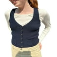 thumbnail image 1 of CNKOO Women Knit Tank Tops Solid Color Ribbed Sleeveless V-Neck Button Front Slim Waistcoat, 1 of 5
