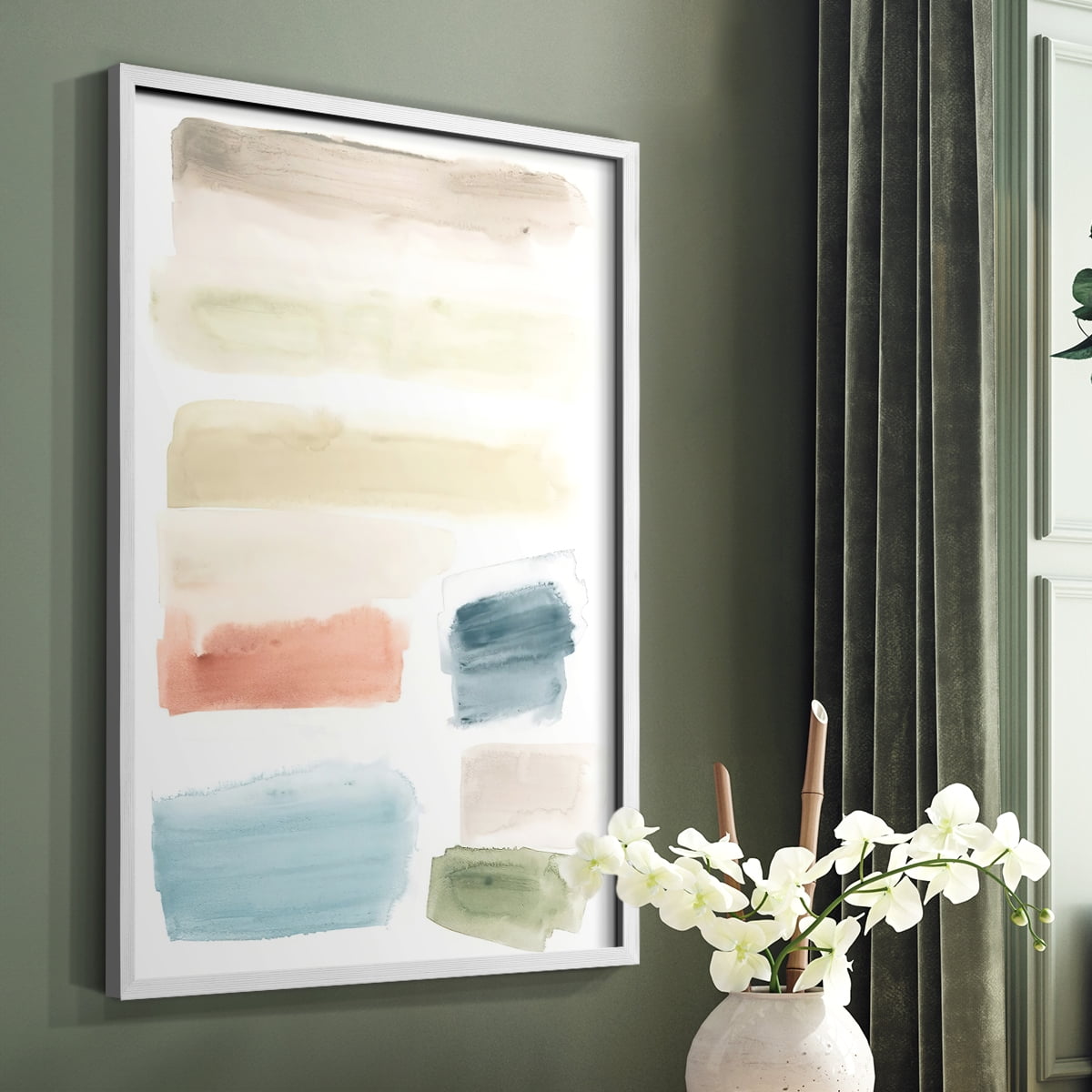 Watercolor Swatches II Framed Print in White Solid Wood 11 x 14 Framed Print