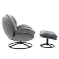thumbnail image 6 of Velvet Swivel Accent Chair with Ottoman, Modern Chaise Lounge Chair with Metal Frame and Footstool, Comfy Armchair Reading Chair for Living Room Bedroom Office,Grey, 6 of 7