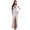 White, variant on Fesfesfes Women Gowns V neck Mesh sequin Fashion Long Sleeve Party Long Dress