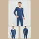 thumbnail image 2 of Qarigey Conjunto de ropa interior térmica para hombre, engrosamiento sin costuras, Otoño Invierno, hogar, escuela, sueño, capa básica, ropa Ropa interior Vino rojo, 2 of 6