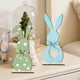 thumbnail image 4 of Easter Bunny Wooden Tabletop Decoration Set 2 Pack – Green Pink Blue Multicolor Spring Home Decor Figurines, 5.12 in Rustic Farmhouse Ornament Gift, 4 of 6