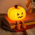 thumbnail image 4 of Pumpkin Night Light, Cute Silicone Nightlight for Baby Toddler, Rechargeable LED Nursery Lamp with Timer, 3 Level Dimmable Soft Squishy Night Lamp Gift for Bedroom Kids Room Decor, 4 of 8
