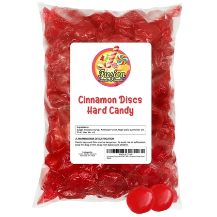 Cinnamon Discs Hard Candy - Bulk 1 Pound (Approx 75 Pieces) Individually Wrapped Red Cinnamon Candies - Holiday Bulk Cinnamon Candy