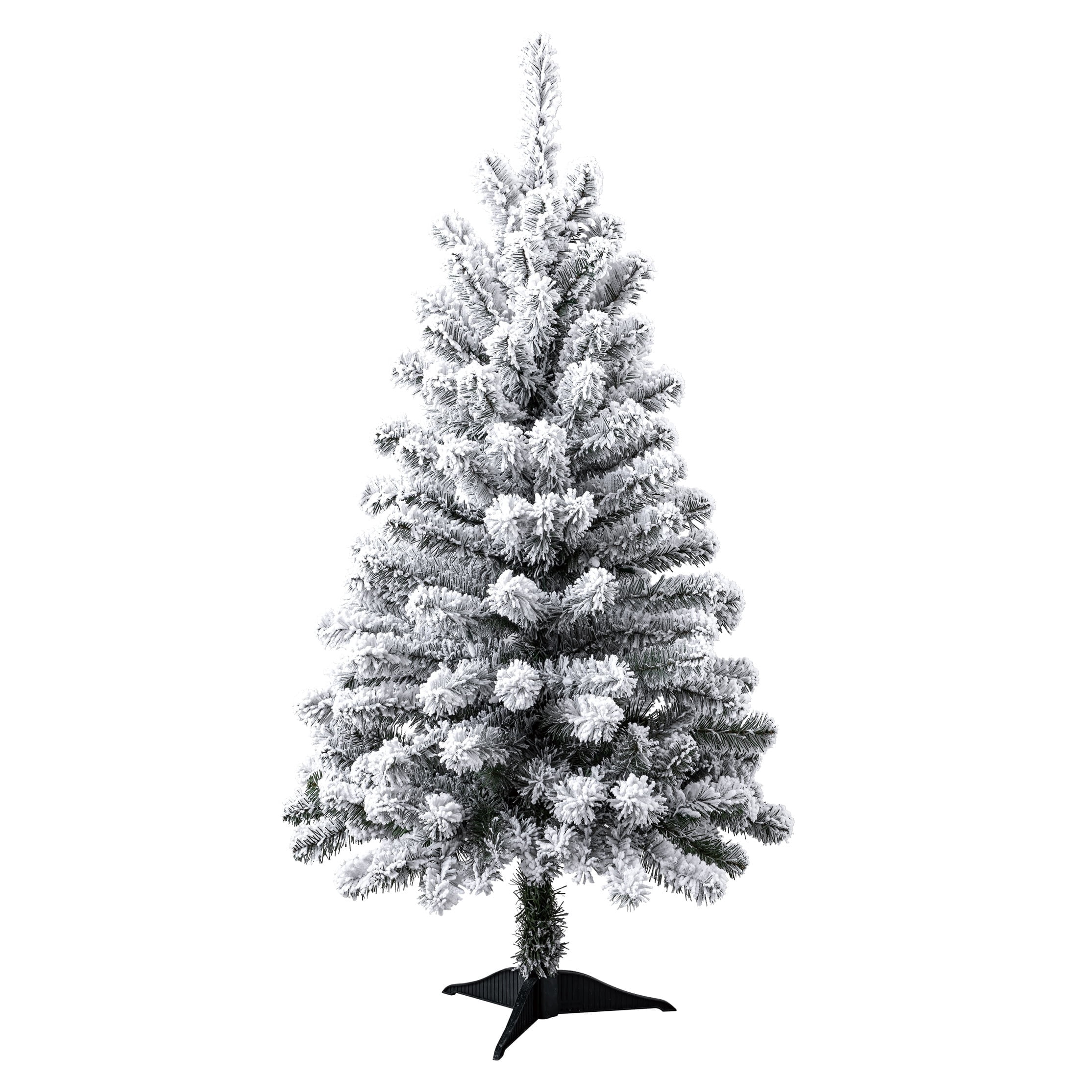 4' Pre-Lit Greenfield Pine Snow-Flocked Green Artificial Christmas Tree with 70 Warm White LED Lights and Stand, by Holiday Time