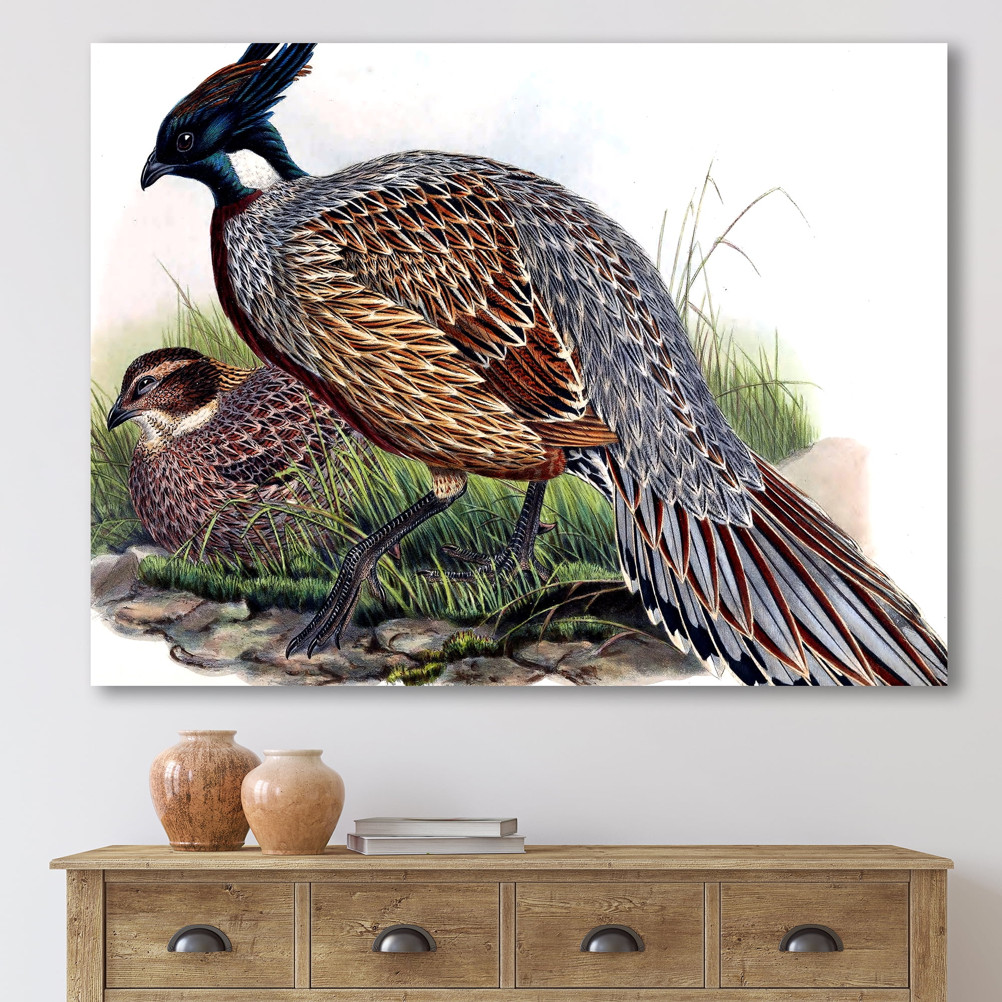 Designart ' Close Up Of Vintage Countryside Birds ' Farmhouse Canvas Wall Art Print