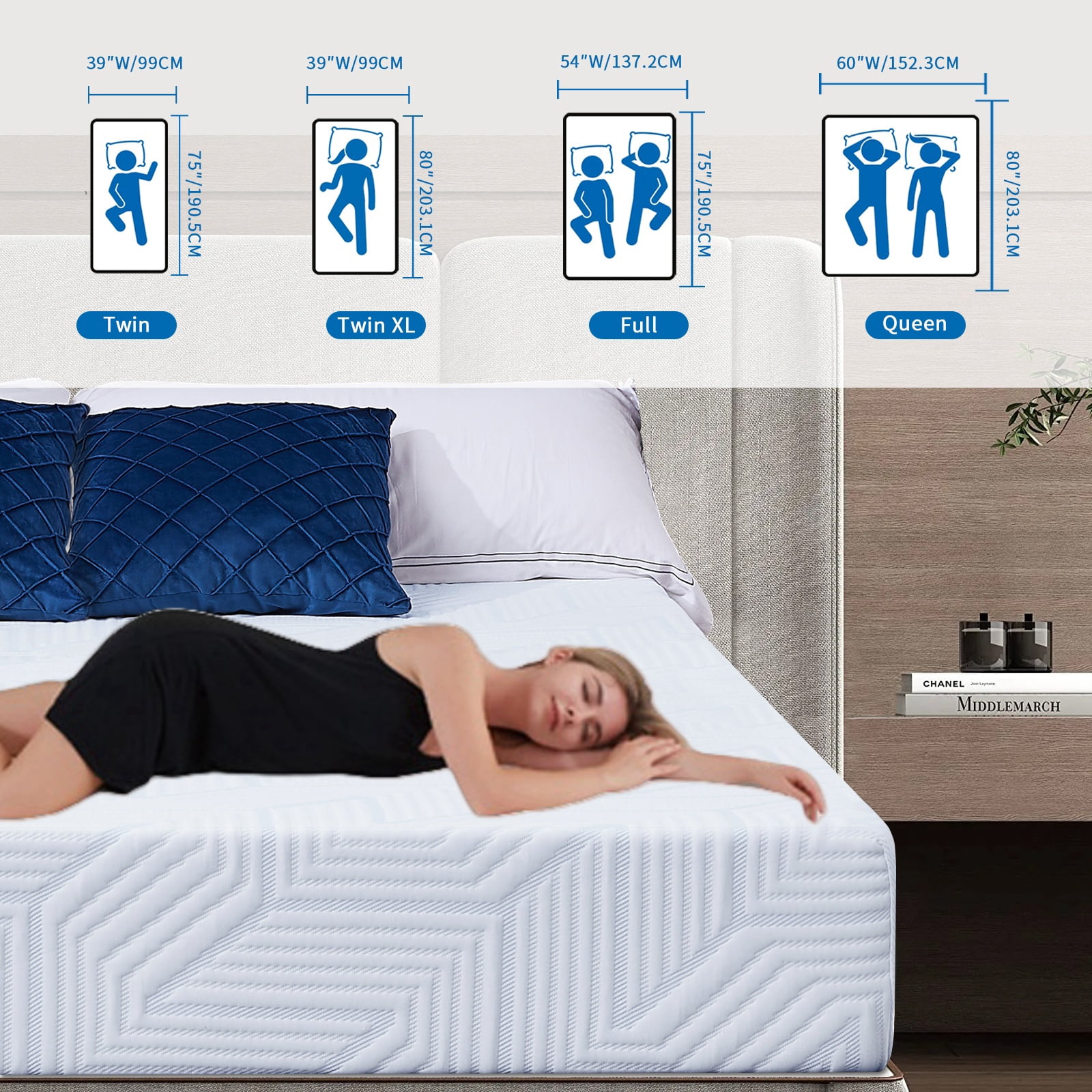 BMMB 5 Inch Queen Mattress,Gel Memory Foam Mattress,Breathable Cover,Bed in a Box