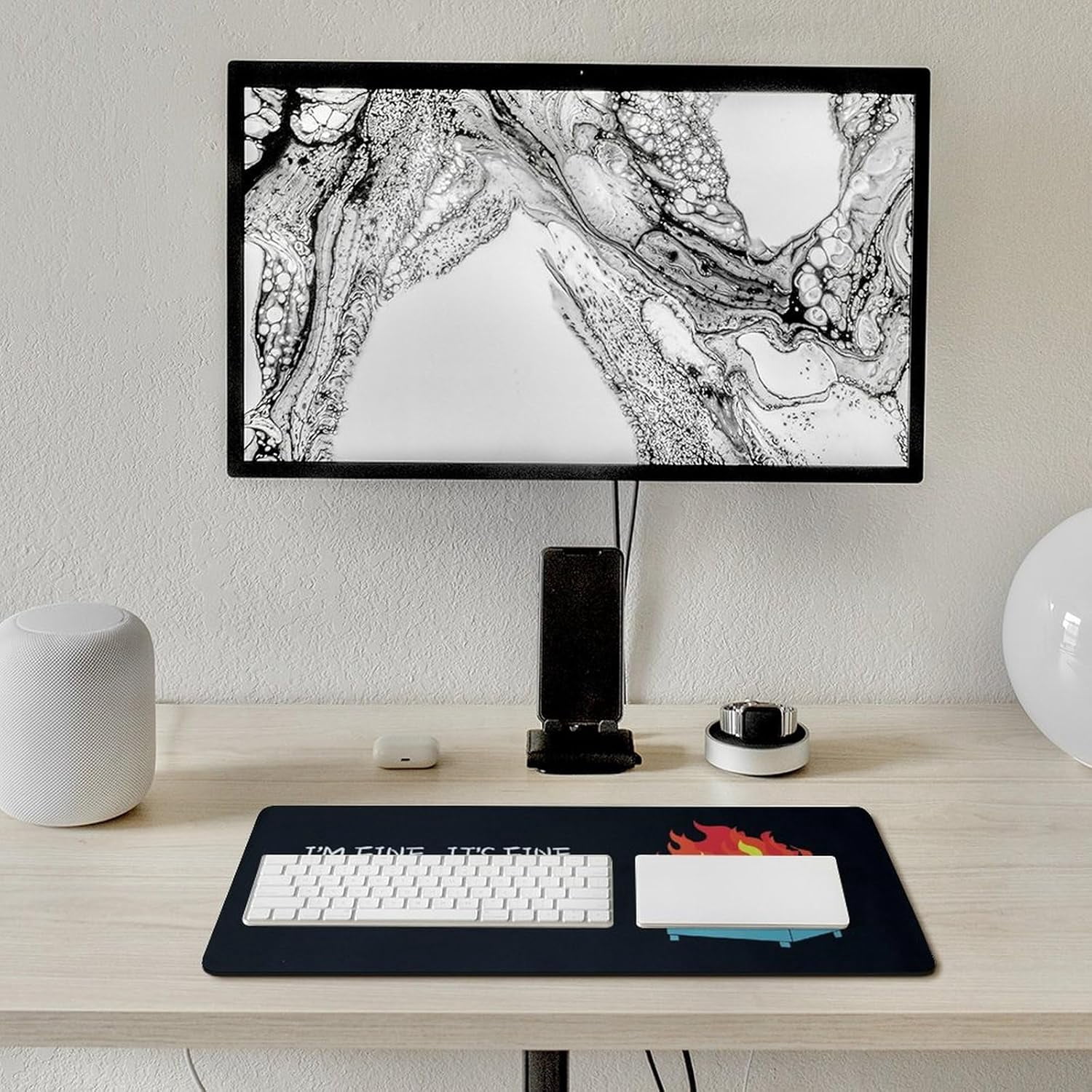 Dumpster on Fire Black Funny Mouse Pad Large Extended Computer Full Desk Pad 23.6x11.8 inch Computer Mouse Mat Keyboard for Home Office Gaming