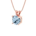 thumbnail image 2 of Clara Pucci 14K Rose Solid Hypoallergenic Gold 1Ct Blue Zircon Round Brilliant Cut Solitaire Designer Necklace Pendant For April, 2 of 7
