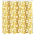 thumbnail image 3 of Romantic Shower Curtain, Overlapping Diagonal and Straight Cross Hatched Cage Shaped Hearts, Fabric Bathroom Set with Hooks, 69W X 84L Inches Extra Long, Earth Yellow and White, by Ambesonne, 3 of 3