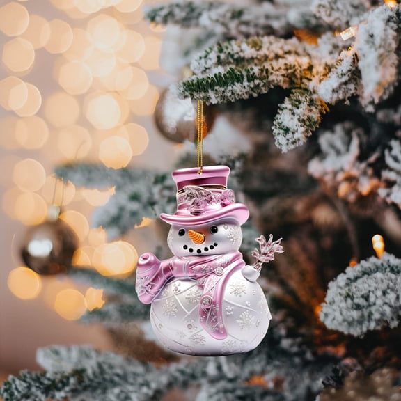 Qjidjing Snowman Christmas Ornaments for Christmas Tree, Acrylic Snowman Collection Figurine Hanging Decorations for Holiday Party Home Gifts