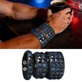 thumbnail image 2 of Oasiva Pack of 3pcs Comfortable Adjustable Bracelets Punk Gothic Square Studs Hand Chain Jewelry for Daily Wear Night Event, 2 of 20