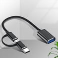 thumbnail image 4 of 3X Cable Adaptador 2 en 1 USB 3.0 OTG Type-C Micro-USB una USB 3.0 Convertidor de Interfaz para Línea de Cable de Carga de Teléfono Celular - Negro, 4 of 5