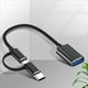 thumbnail image 4 of 3X Cable Adaptador 2 en 1 USB 3.0 OTG Type-C Micro-USB una USB 3.0 Convertidor de Interfaz para Línea de Cable de Carga de Teléfono Celular - Negro, 4 of 5