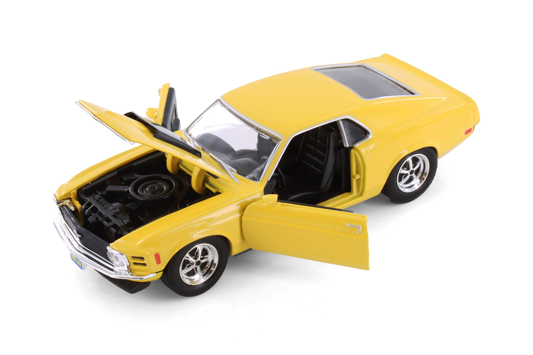 1970 Ford Mustang Boss 429 Hardtop, Yellow - Showcasts 77303YL - 1/24 Scale Diecast Model Car