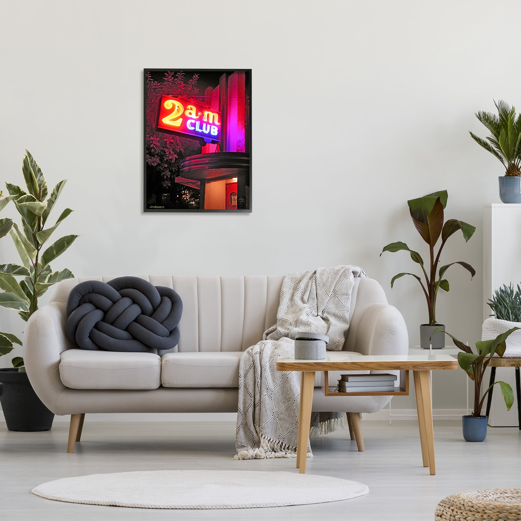 Stupell Industries Urban 2am Club Sign Travel & Places Photography Black Framed Art Print Wall Art, 24 x 30