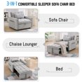 thumbnail image 2 of Lunale 3-in-1 Convertible Sleeper Sofa Chair Bed, Lounge Chair Indoor, Modern Single Couch for Living Room, Small Spaces, Gray Velvet, 2 of 8
