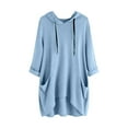 thumbnail image 4 of Aboser Womens Plus Size Long Hoodies with Pockets Cozy Soft Cotton Sweatshirts Fall Long Sleeve Hooded Pullover Solid Color Casual Hoodie Tops Blue XXXL, 4 of 4