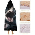thumbnail image 4 of Shark Gifts, Shark Pattern Wearable Flannel Blanket Hoodie, Flannel Cloak Hooded Blanket Poncho, 4 of 6