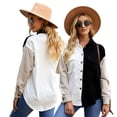 thumbnail image 3 of Fjuchai Women's Shirts Casual Sweatshirts Tops Button Down Long Sleeve Shirts Spring Autumn Block Splicing Shirt S-XXL, 3 of 9