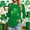 A1172 Green, variant on St. Patrick's Day T-Shirt for Women Glitter Shamrock Graphic Crewneck Long Sleeve Slim Fit Festive Top Saint Paddy's Day Party Celebration Clothes