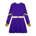 thumbnail image 4 of TiaoBug Girls Kids Diamond Long Sleeve Dance Dresses Cheer Leader Cheerleading Team Uniform Dress Up Dark Purple 14, 4 of 7