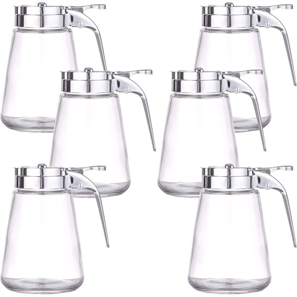 Set of 6 Honey/Cream/Sugar/Syrup Glass Dispensers with Retracting Spout