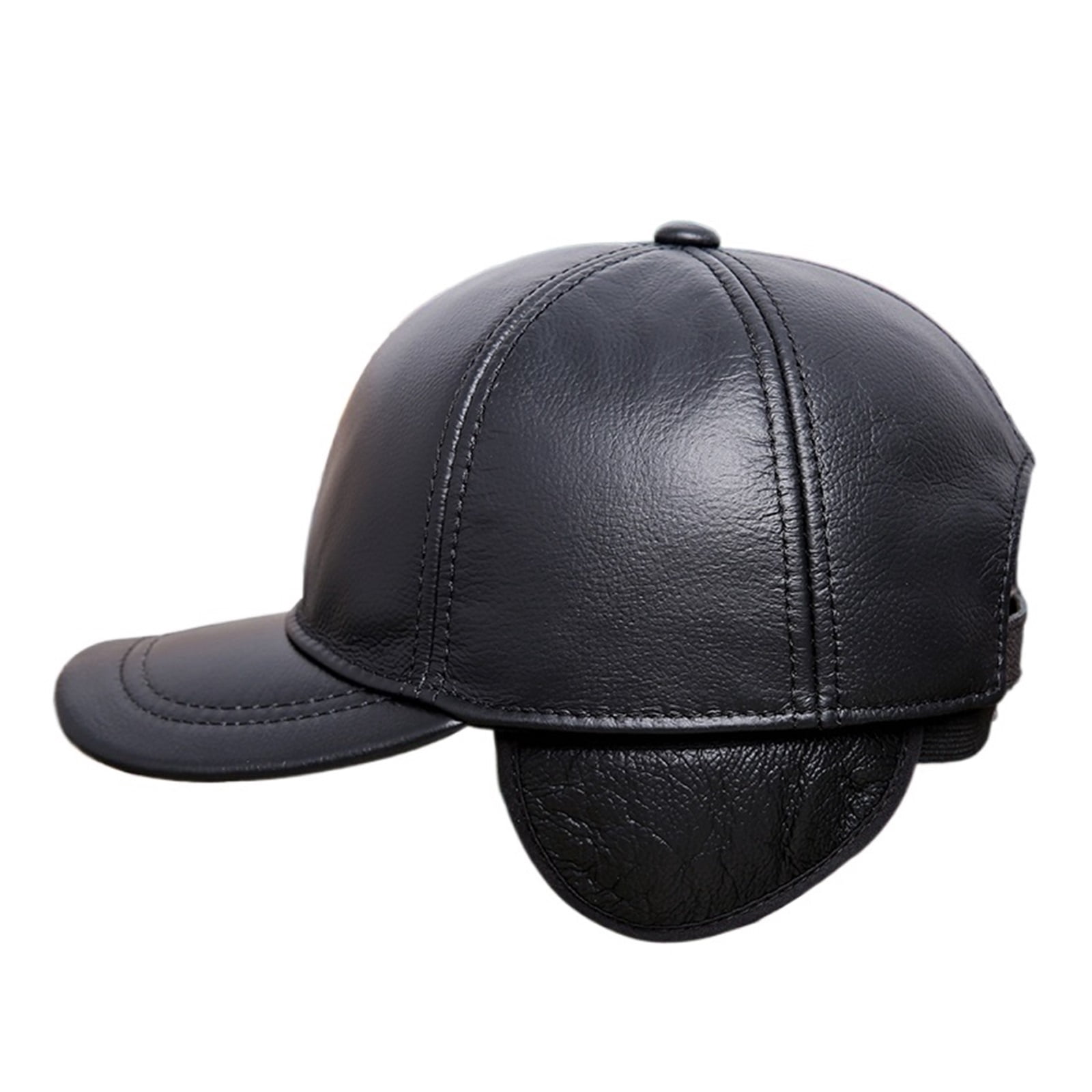 Baseball Leather 100% Genuine Caps For Men And Women With Cowhide Warm Earmuffs Cap Outdoor Leather Sunbonnet Hat ,Fashion Design