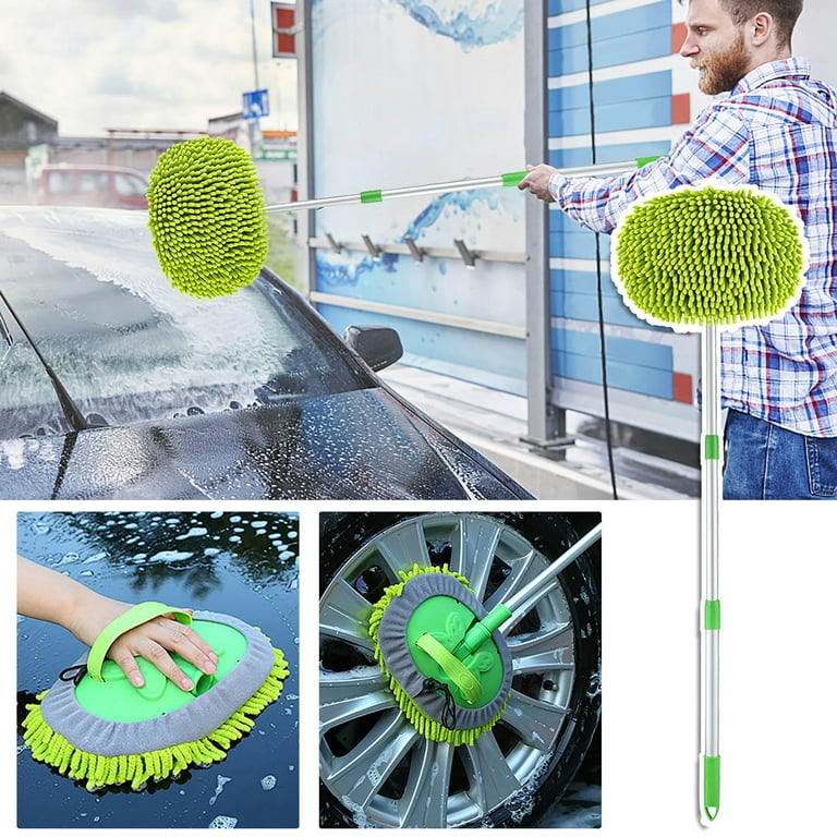 Car Wash Brush, Windshield Cleaner Wand, Glass Cleaning Mop Kit, Handle  Cleaner Tool with Spray Bottle for Car Window, Blue, for Gift