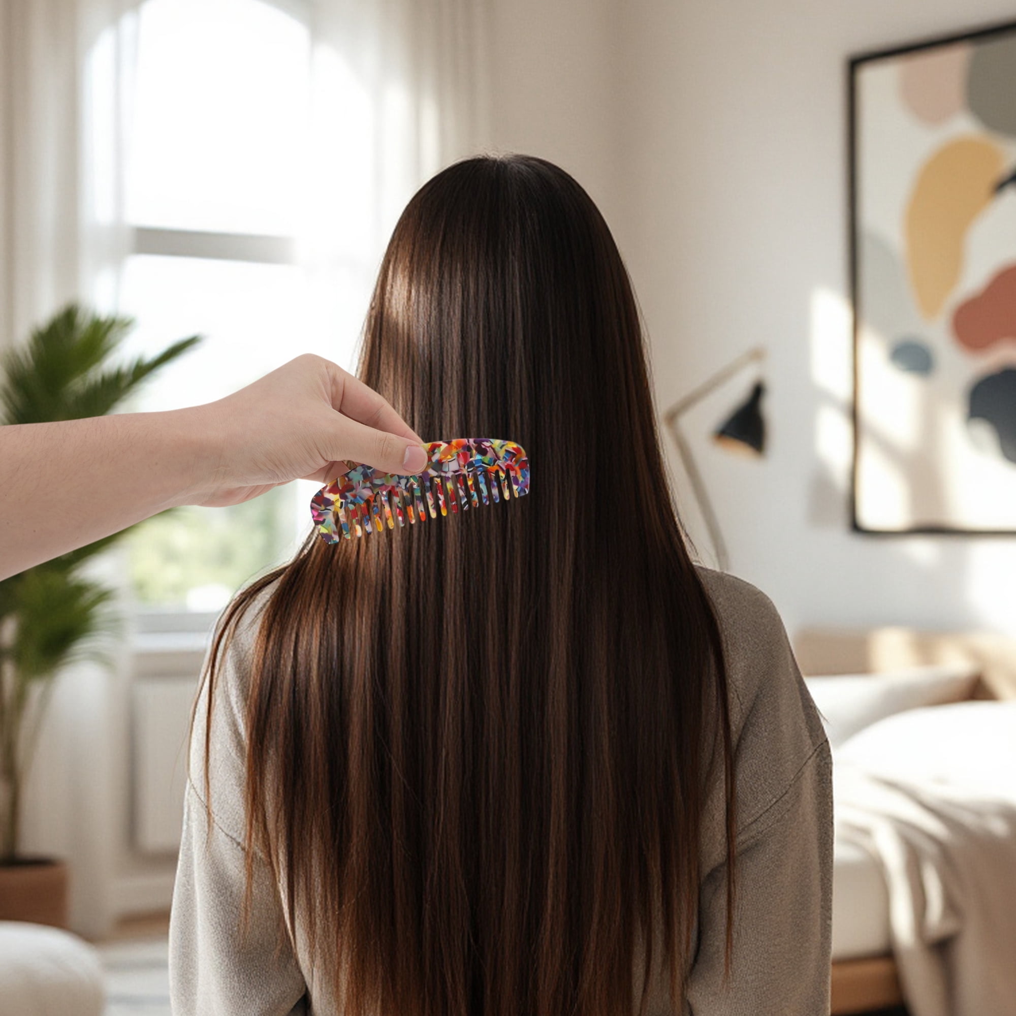 Unique Bargains 1 Pc Durable Marble Hair Comb Designed for All Hair Types Styles Colorful
